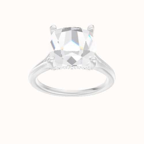 Split Cathedral Engagement Ring With Pave V Prong Head
