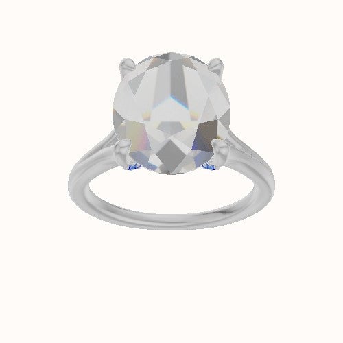 Split Cathedral Engagement Ring With Pave V Prong Head