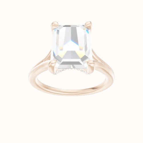 Split Cathedral Engagement Ring With Pave V Prong Head