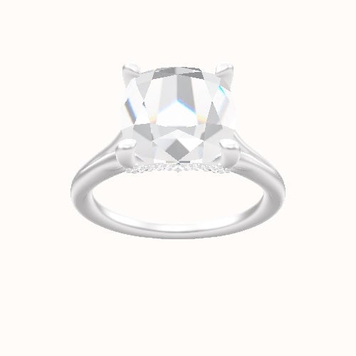 Split Cathedral Engagement Ring With Pave V Prong Head