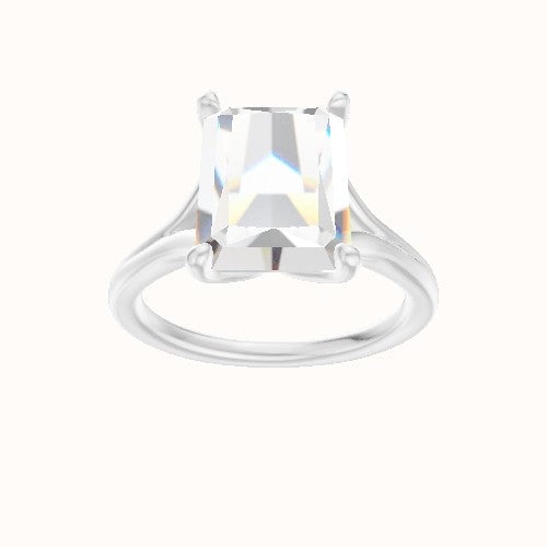 Split Cathedral Engagement Ring With Petal Four Prong Head