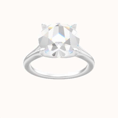 Split Cathedral Engagement Ring With Petal Four Prong Head
