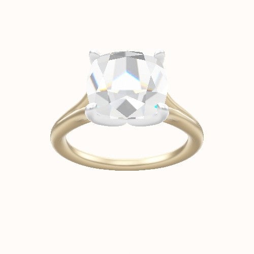 Split Cathedral Engagement Ring With Petal Four Prong Head