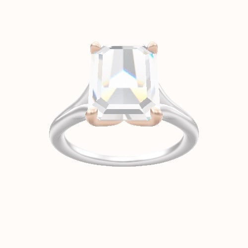 Split Cathedral Engagement Ring With Petal Four Prong Head