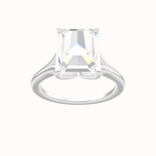 Split Cathedral Engagement Ring With Petal Four Prong Head and Matching Band