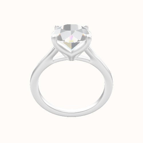 Split Cathedral Engagement Ring With Petal Four Prong Head
