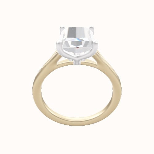 Split Cathedral Engagement Ring With Petal Four Prong Head