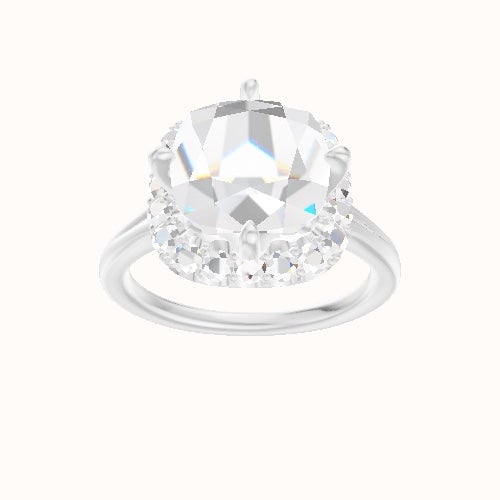 Split Cathedral Engagement Ring With Petal Prong Halo Head