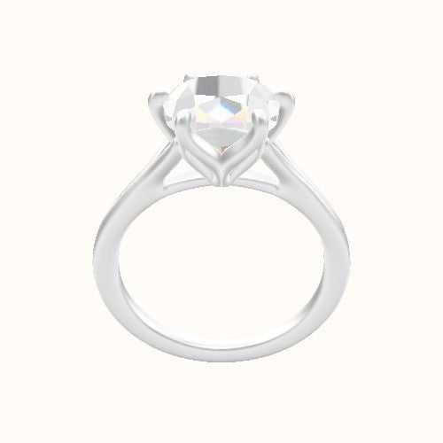 Split Cathedral Engagement Ring With Petal Six Prong Head