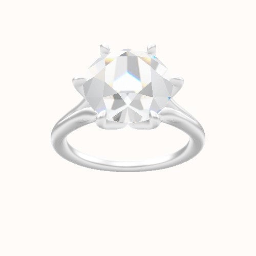 Split Cathedral Engagement Ring With Petal Six Prong Head
