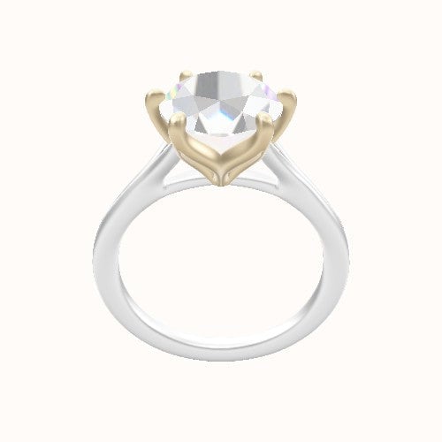 Split Cathedral Engagement Ring With Petal Six Prong Head