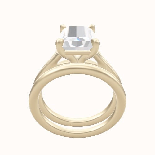 Split Cathedral Engagement Ring With Standard Four Prong Head and Matching Band
