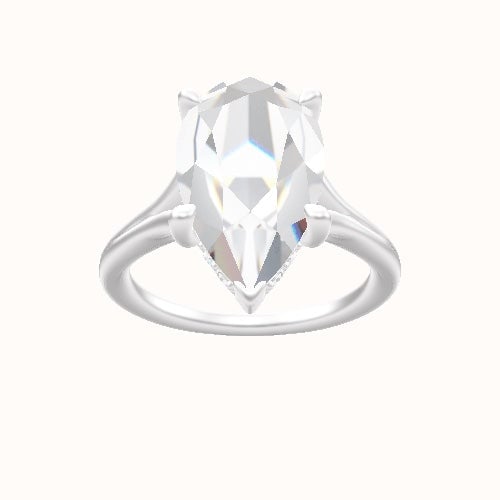 Split Cathedral Engagement Ring With V Prong with Hidden Halo Head