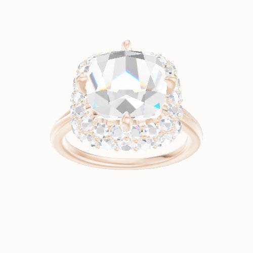 Split Cathedral Engagement Ring With Waterfall Halo Head