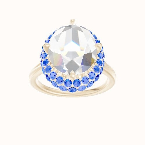 Split Cathedral Engagement Ring With Waterfall Halo Head