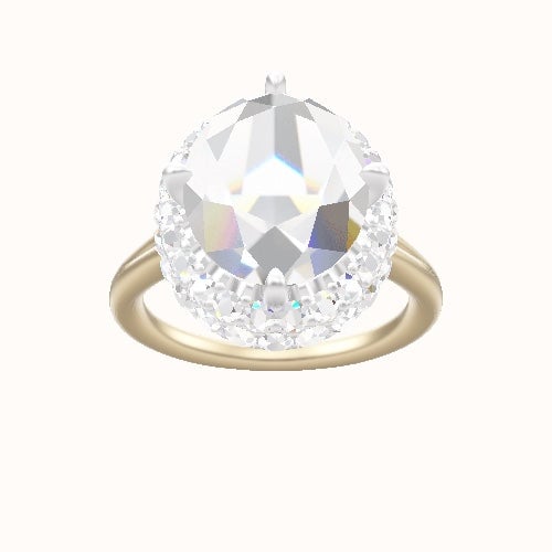 Split Cathedral Engagement Ring With Waterfall Halo Head