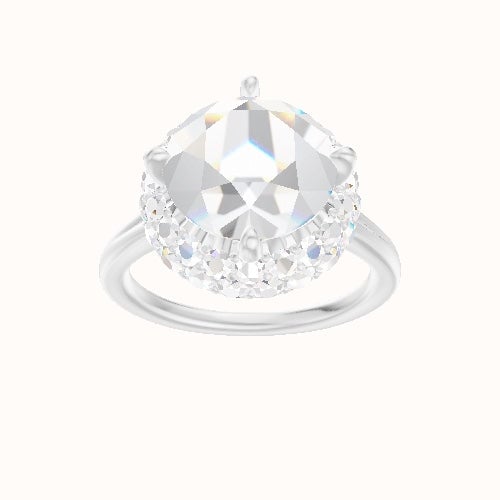 Split Cathedral Engagement Ring With Waterfall Halo Head