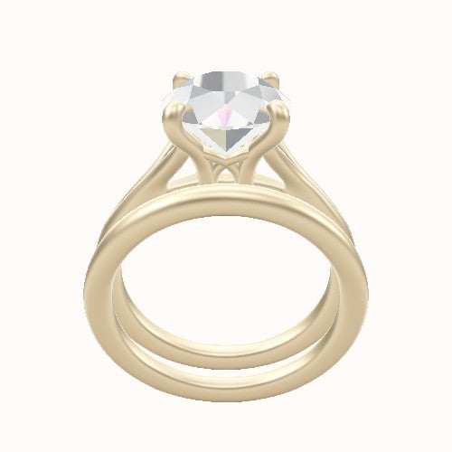 Split Cathedral Engagement Ring With X Gallery Head and Matching Band