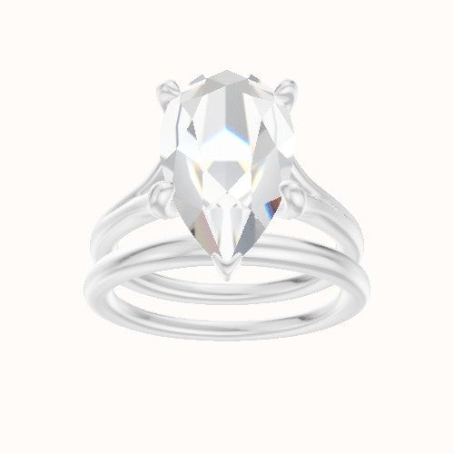 Split Cathedral Engagement Ring With X Gallery Head and Matching Band