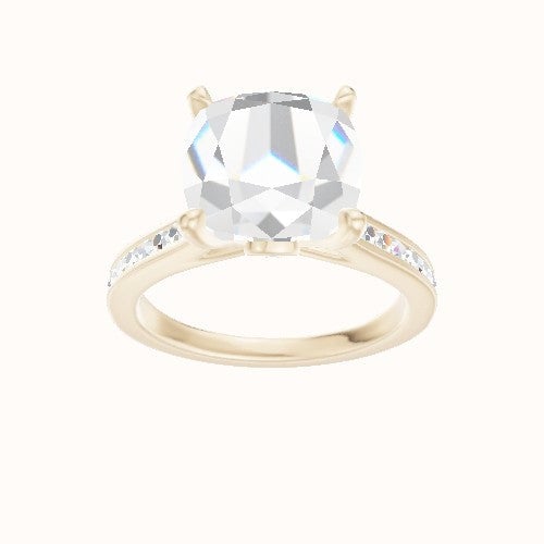 Tapered Channel Set Engagement Ring With Accent Diamond Head