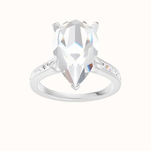 Tapered Channel Set Engagement Ring With Accent Diamond Head