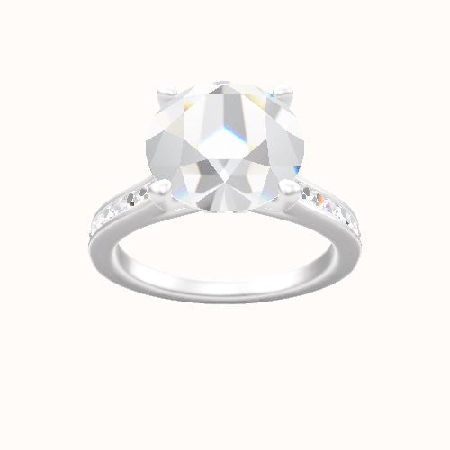 Tapered Channel Set Engagement Ring With Accent Diamond Head