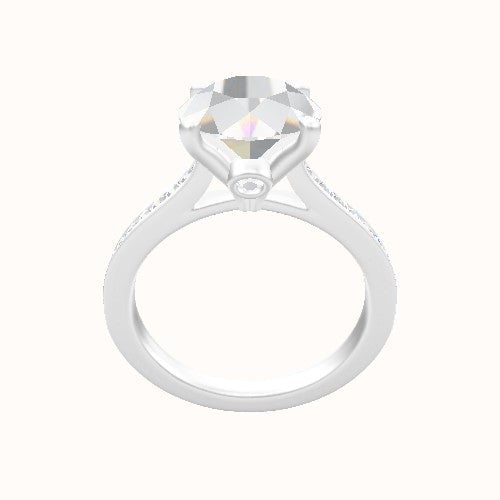 Tapered Channel Set Engagement Ring With Accent Diamond Head