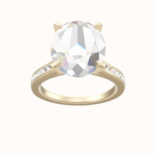Tapered Channel Set Engagement Ring With Accent Diamond Head