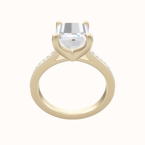 Tapered Channel Set Engagement Ring With Four Prong Head