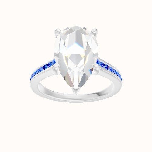 Tapered Channel Set Engagement Ring With Four Prong Head