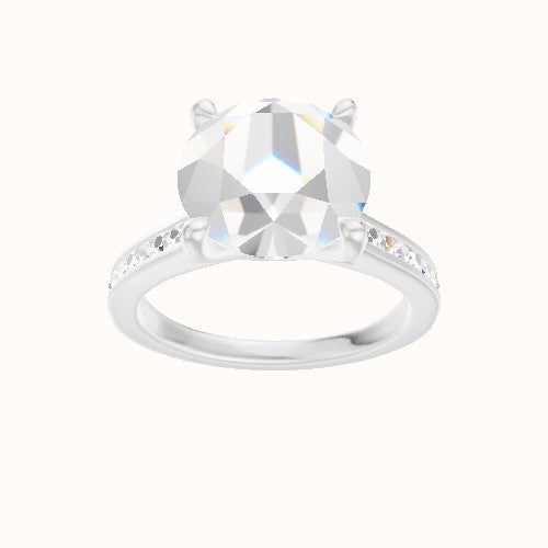 Tapered Channel Set Engagement Ring With Four Prong Head