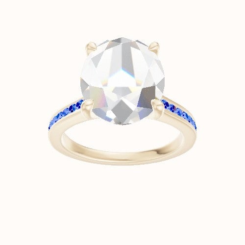 Tapered Channel Set Engagement Ring With Four Prong Head