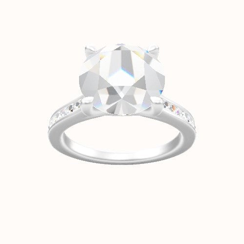 Tapered Channel Set Engagement Ring With Four Prong Head