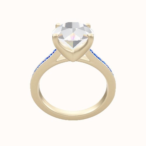 Tapered Channel Set Engagement Ring With Four Prong Head