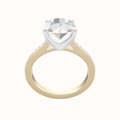 Tapered Channel Set Engagement Ring With Four Prong Head