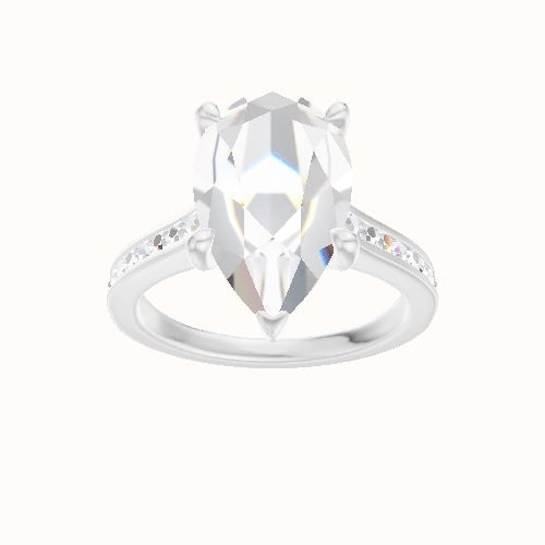 Tapered Channel Set Engagement Ring With Four Prong Head