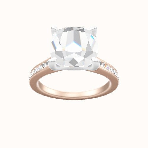 Tapered Channel Set Engagement Ring With Four Prong Head