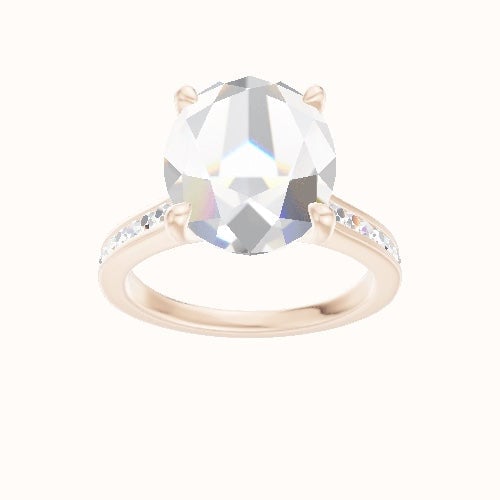 Tapered Channel Set Engagement Ring With Four Prong Head
