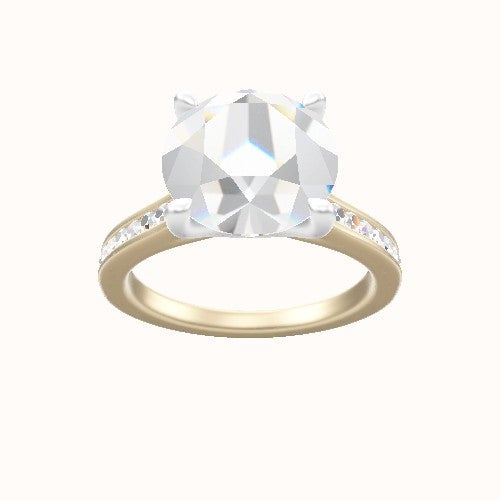 Tapered Channel Set Engagement Ring With Four Prong Head