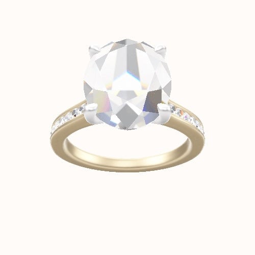 Tapered Channel Set Engagement Ring With Four Prong Head