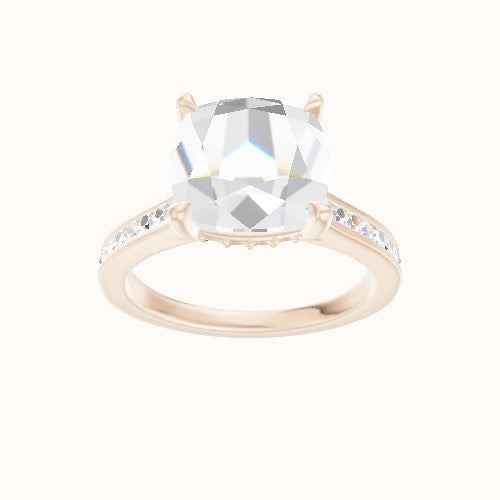 Tapered Channel Set Engagement Ring With Front set gallery Head