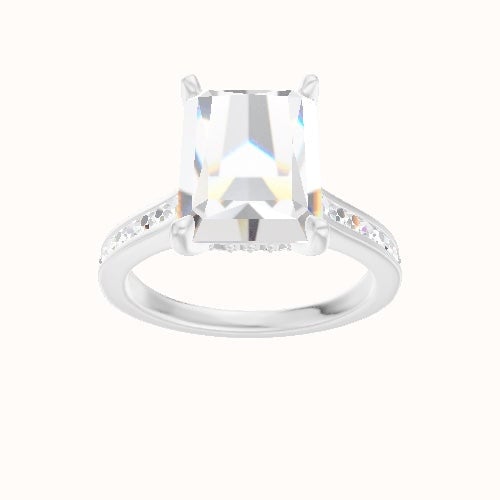 Tapered Channel Set Engagement Ring With Front set gallery Head