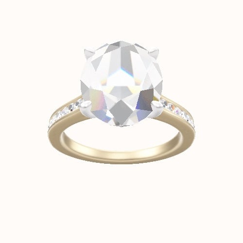Tapered Channel Set Engagement Ring With Front set gallery Head