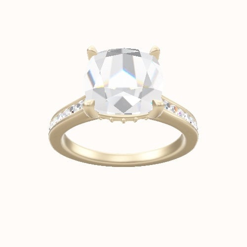 Tapered Channel Set Engagement Ring With Front set gallery Head