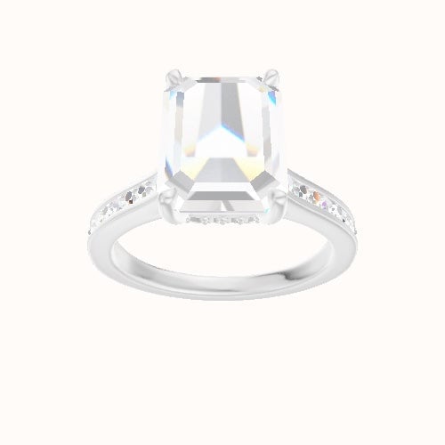 Tapered Channel Set Engagement Ring With Front set gallery Head