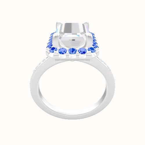 Tapered Channel Set Engagement Ring With Halo Head