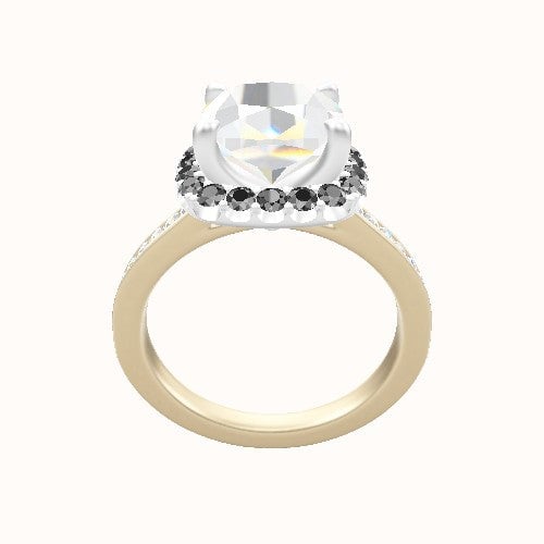 Tapered Channel Set Engagement Ring With Halo Head