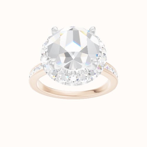 Tapered Channel Set Engagement Ring With Halo Head