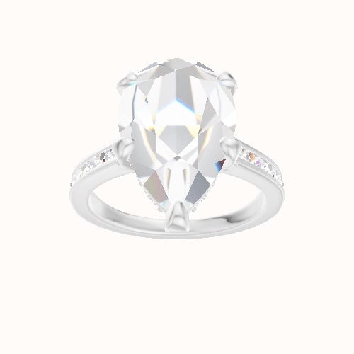 Tapered Channel Set Engagement Ring With Pave Basket Head