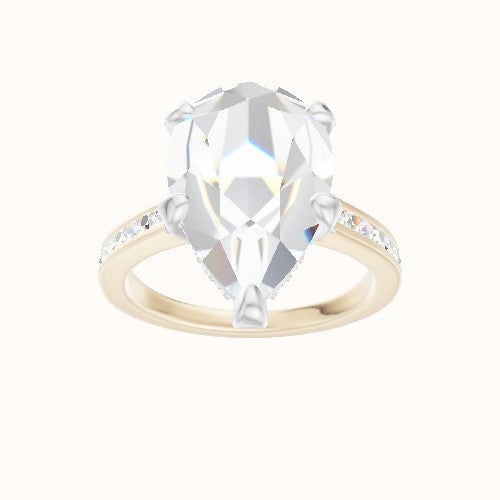 Tapered Channel Set Engagement Ring With Pave Basket Head